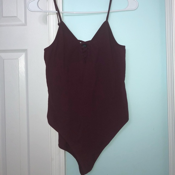 Derek Heart Tops - LAST CHANCE Ribbed burgundy bodysuit